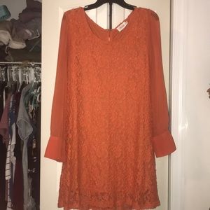 Long sleeve sheer lace dress